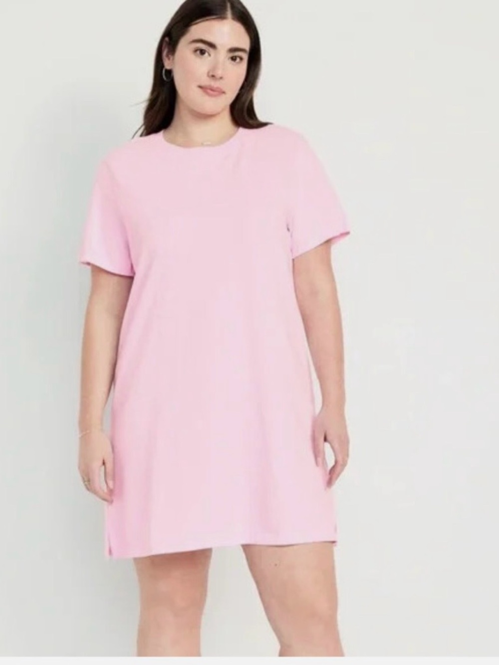 Crewneck T-Shirt Dress in Pink, 100% Cotton